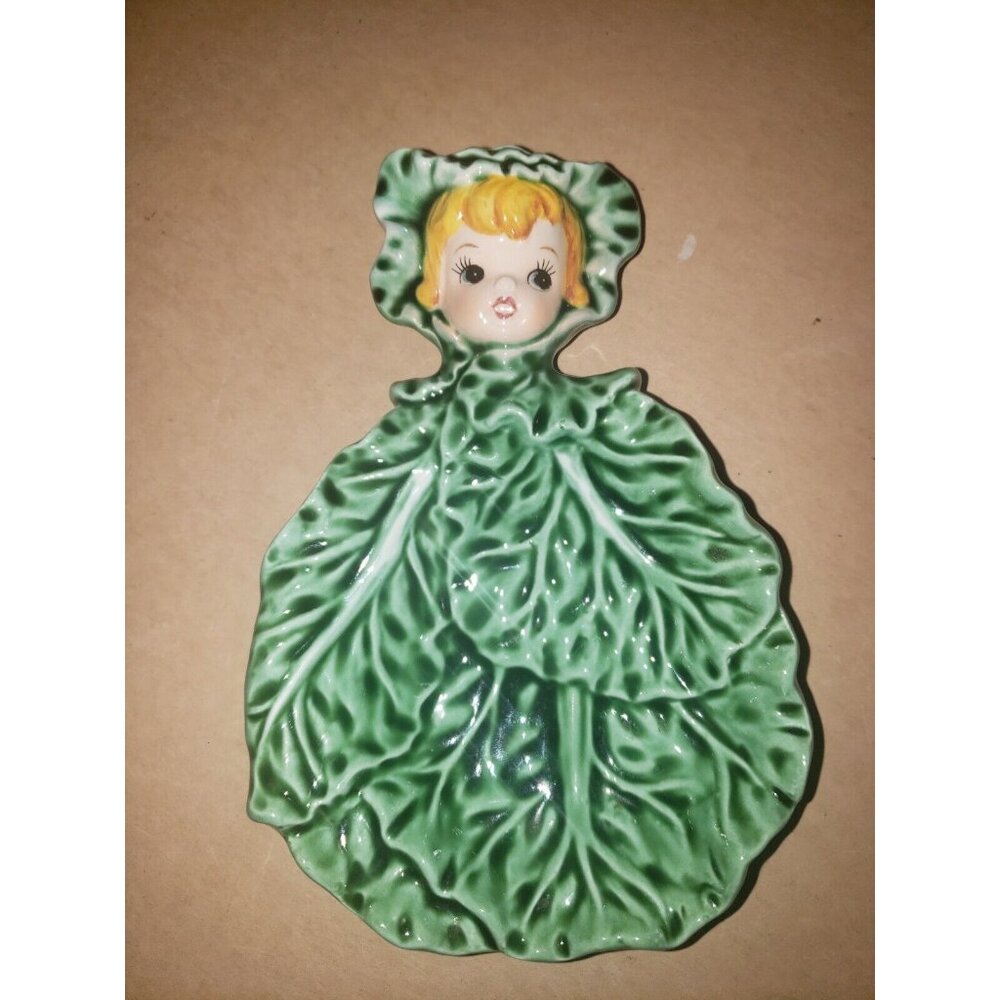 MINT & Rare Vintage LEFTON SPOON REST Cissy Cabbage Cuties Pixie Girl Holder